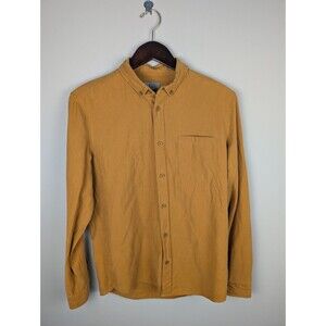 COS Men's Long Sleeve Button-Up Shirt Mustard Yellow Small Cotton Lyocell Blend